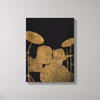 Drum Kit Silhouette Canvas Drummer Music Art