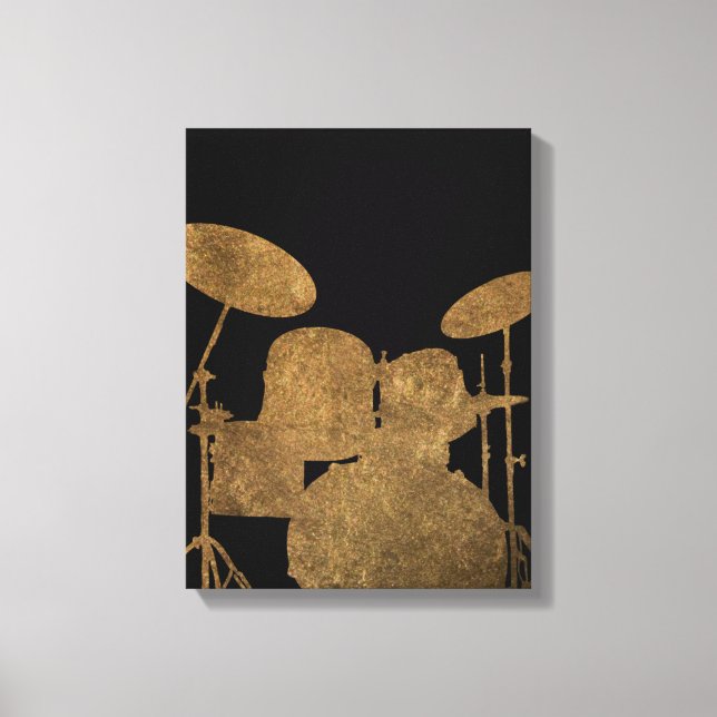 Drum Kit Silhouette Canvas Drummer Music Art Print (Front)
