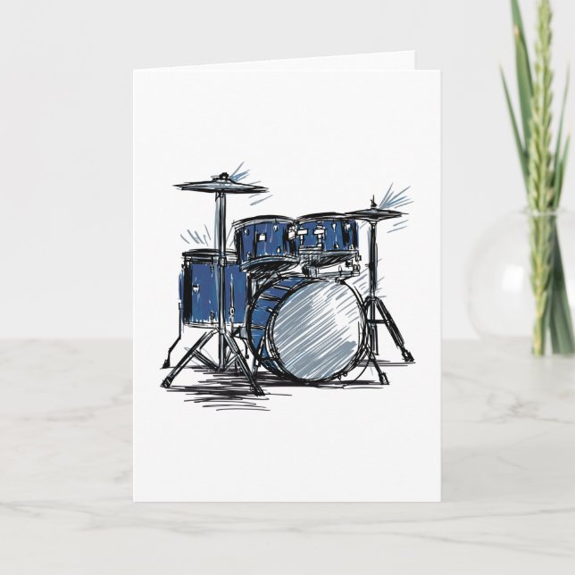 Drum Kit Sketch Music Card (Front)