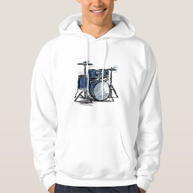 Drum Kit Sketch Music Hoodie (Front)