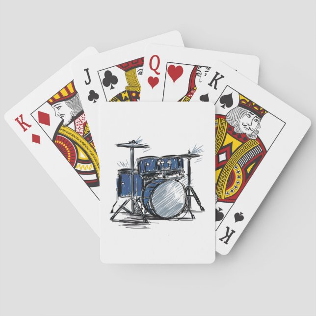 Drum Kit Sketch Music Playing Cards (Back)