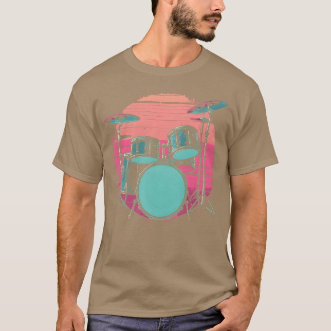 Drum Kit Synthwave gift T-Shirt (Front)