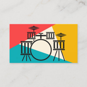 Drum Kit Tri-Colour - Turquoise Coral Gold Business Card