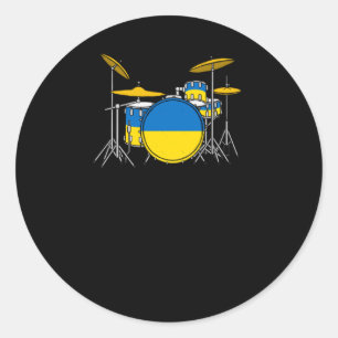 Drum Kit Ukrainian Flag Drummer Musician Sticker 