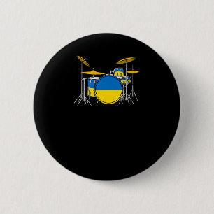 Drum Kit Ukrainian Flag Drummer Musician Sticker  6 Cm Round Badge