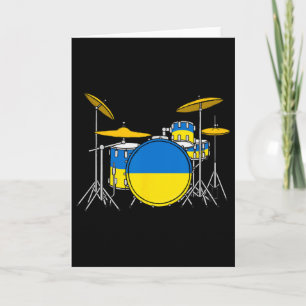 Drum Kit Ukrainian Flag Ukraine Drummer Musician Card