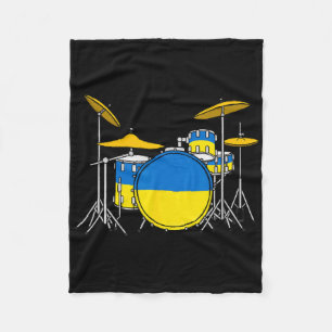 Drum Kit Ukrainian Flag Ukraine Drummer Musician  Fleece Blanket