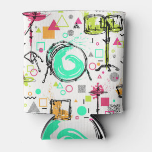 Drum Kit: Watercolor Memphis Retro. Can Cooler