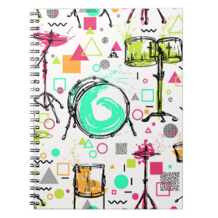 Drum Kit: Watercolor Memphis Retro. Notebook