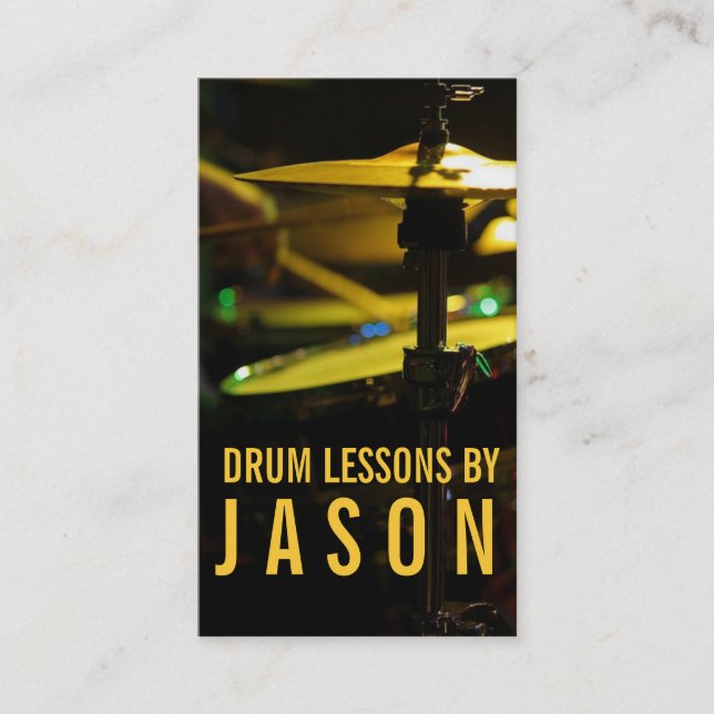 Drum Lessons Instrument Music Instructor Business Card (Front)