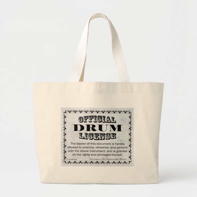 Drum License Large Tote Bag (Front)
