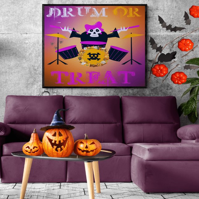 Drum or Treat Skeleton Halloween Poster (Creator Uploaded)