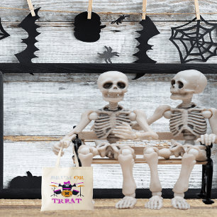 Drum or Treat Skeleton Halloween Tote Bag