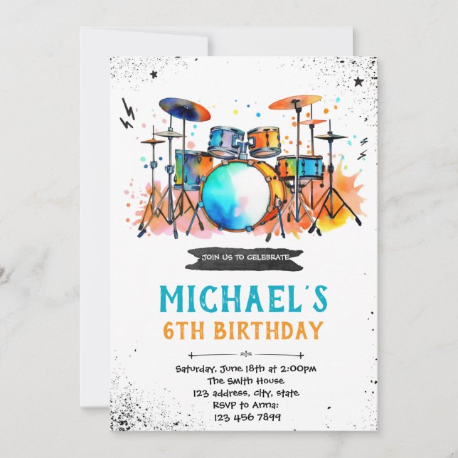 Drum party invitation (Front)