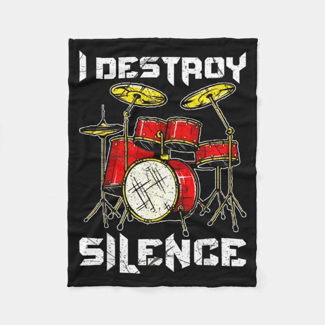 Drum Percussionist Drummers I Destroy Silence Drum Fleece Blanket (Front)