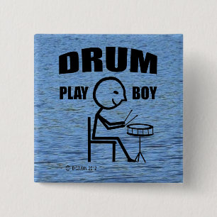 Drum Play Boy 15 Cm Square Badge