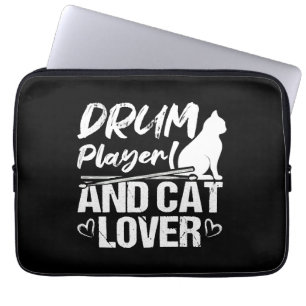 Drum Player And Cat Lover Drums And Cats Lover Dru Laptop Sleeve
