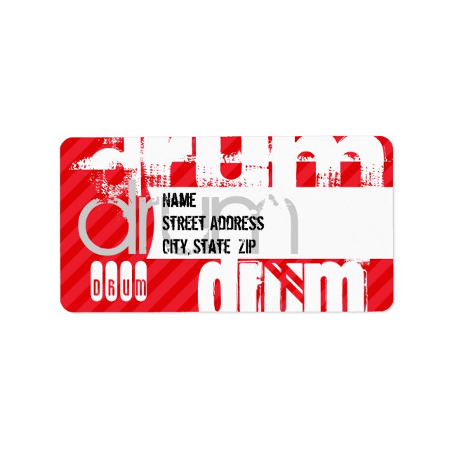 Drum; Scarlet Red Stripes Label (Front)
