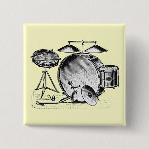 Drum Set 15 Cm Square Badge