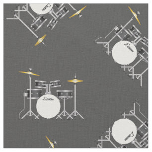 Drum Set Band Music Musician Room Decor Grey Fabric
