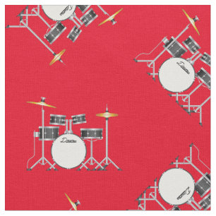 Drum Set Band Music Musician Room Decor Red Fabric