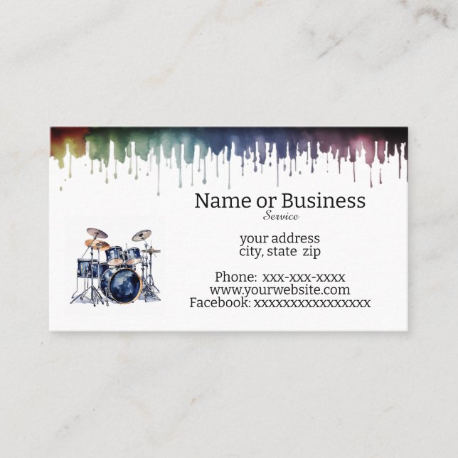 Drum set business card (Front)