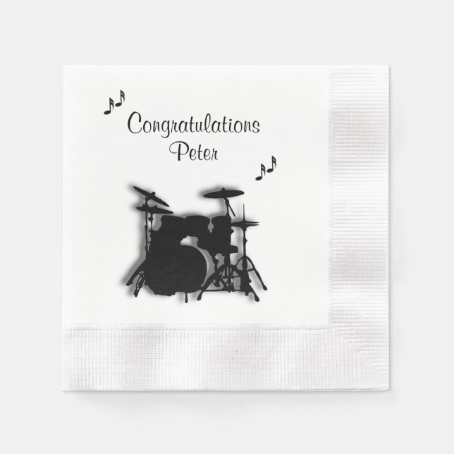 Drum Set Custom Congratulations Napkin (Front)