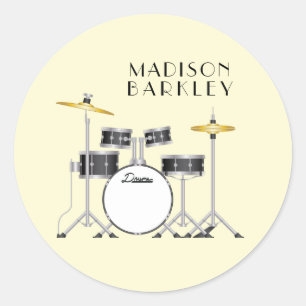 Drum Set Drummer Band Teacher Musician Classic Round Sticker