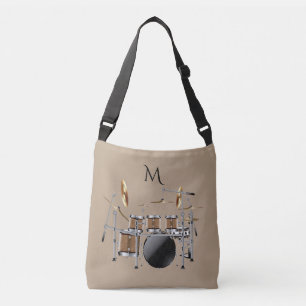 Drum Set Drummer Monogram Tote Bag