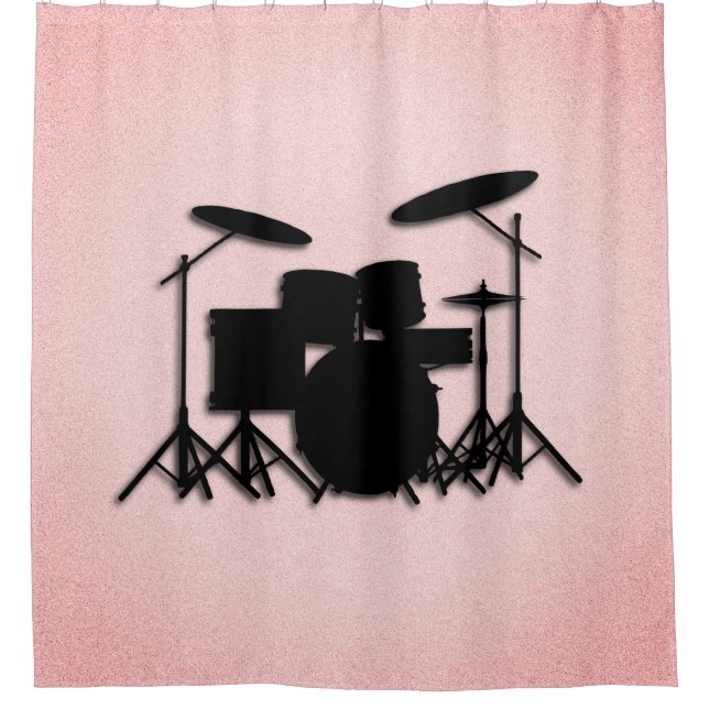 Drum Set Music Design Pink Shower Curtain (Front)