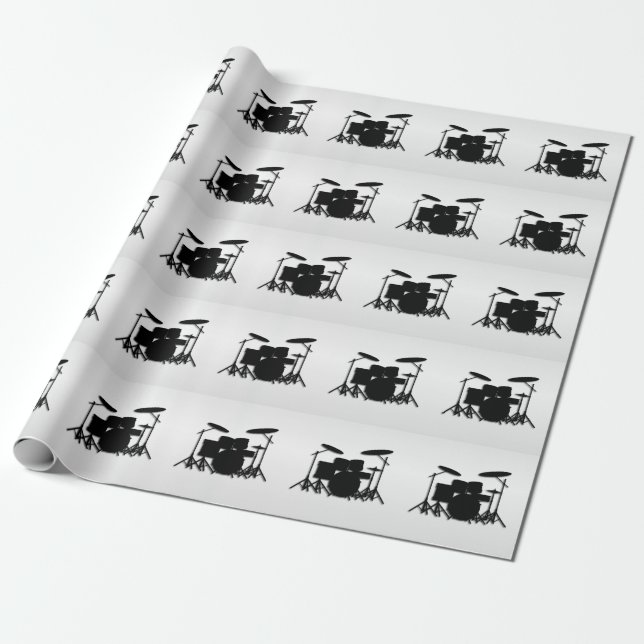 Drum Set Music Design Wrapping Paper (Unrolled)
