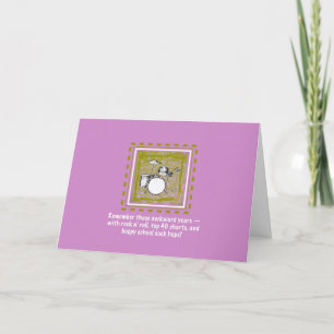 Drum Set Nostalgic Thinking of You Pink Greeting Card