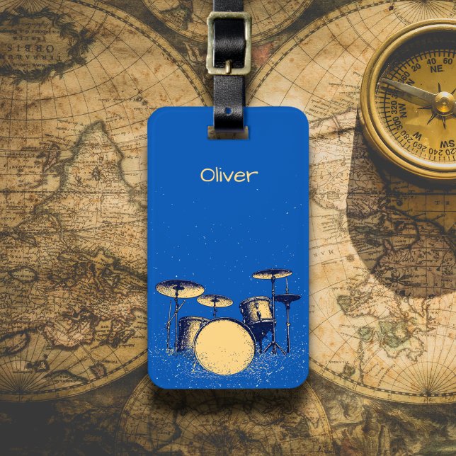 Drum Set on Blue Luggage Tag (Creator Uploaded)