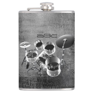 Drum Set / Personalised Gift for Drummers Hip Flask