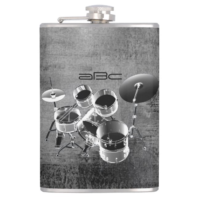 Drum Set / Personalised Gift for Drummers Hip Flask (Front)