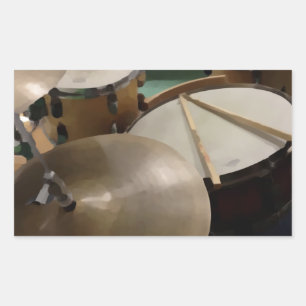 Drum Set Rectangular Sticker