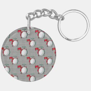Drum Set; Red Drums Key Ring