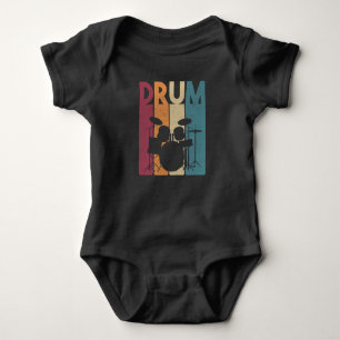 Drum Set Vintage Rock Music Retro Drummer Baby Bodysuit