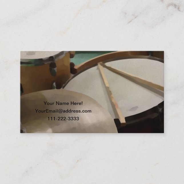 Drum Setcymbals and sticks (2 sided) Business Card (Front)