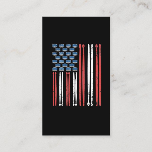 Drum Sticks American Flag Drumming Percussion Business Card (Front)