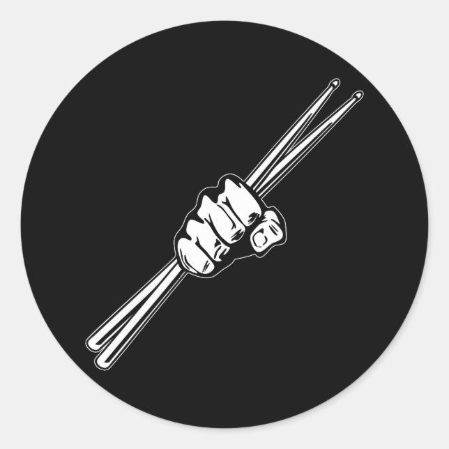 Drum Sticks Fist Punch Classic Round Sticker (Front)