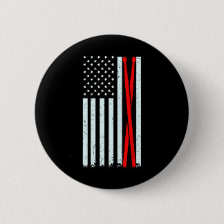 Drum Sticks with Vintage American Flag for 6 Cm Round Badge