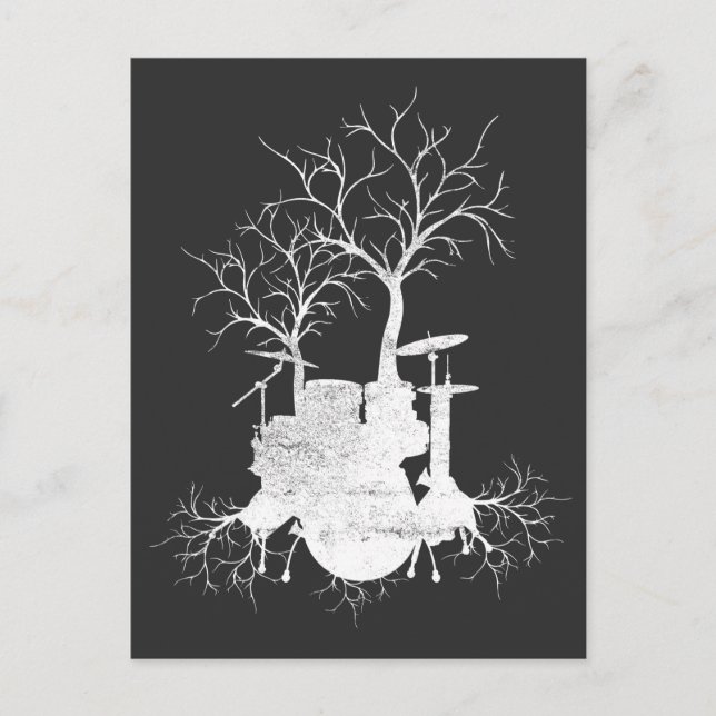 Drum Tree Nature Music Lover Drummer Art Postcard (Front)