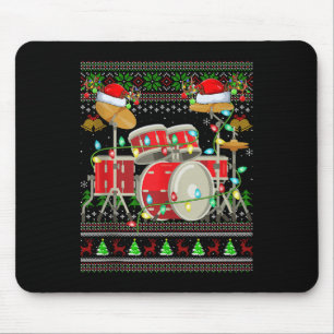 Drum Ugly Christmas Sweater Musical Drum Player Dr Mouse Pad