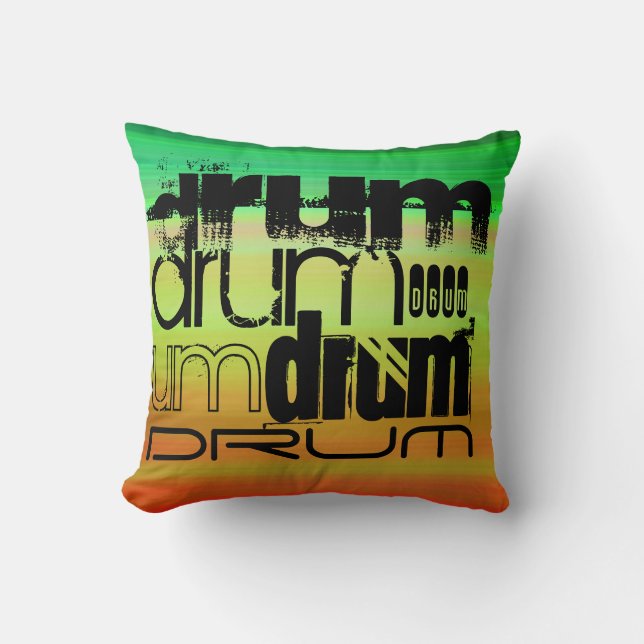 Drum; Vibrant Green, Orange, & Yellow Cushion (Front)