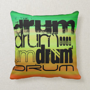 Drum; Vibrant Green, Orange, & Yellow Cushion