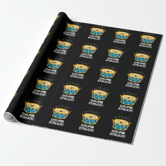 Drumb Struck Funny Drummer Drum Pun Dark BG Wrapping Paper
