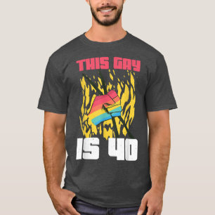 Drummer Age 40 Year Old LGBT Rainbow Birth Gay Pri T-Shirt