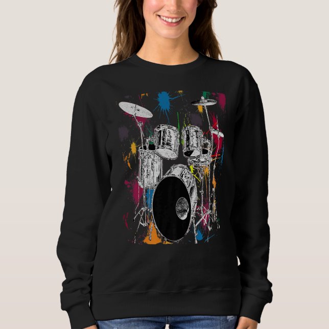 Drummer Artistic Drum Set Graphic Sweatshirt (Front)