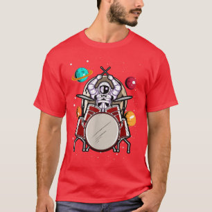 Drummer Astronaut Outer Space Spaceman Drums  T-Shirt